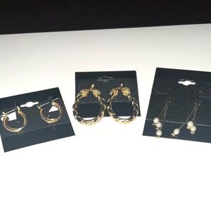 Wholesale 3 Pair of Quality Gold Earrings. (Lot 1c)